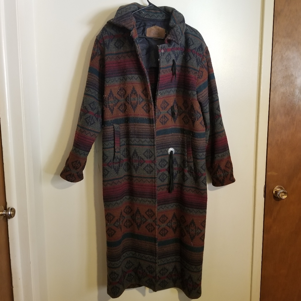 Vintage Woolrich Blanket Hooded Wool Maxi Coat